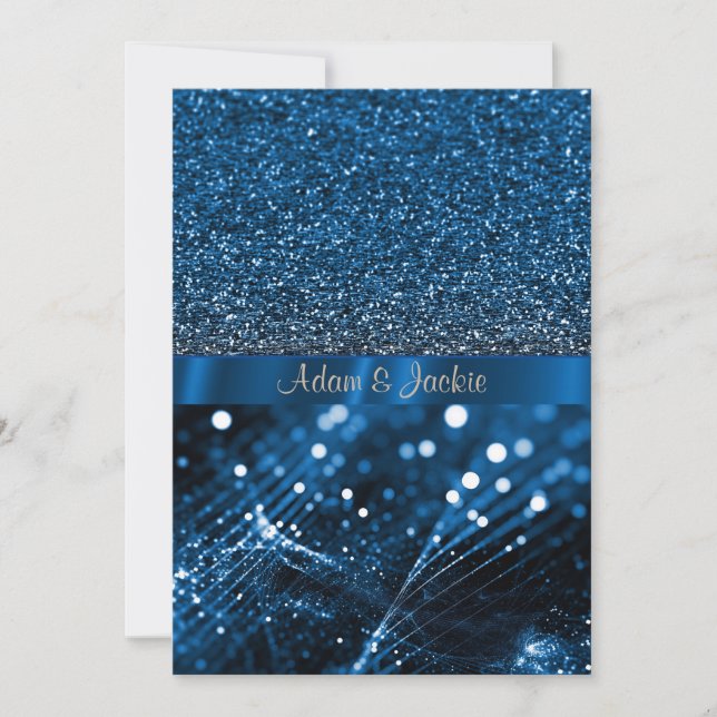 Invitación ELEGANTE y MODERNO BODA DIVIDIDO ROYAL azul (Anverso)