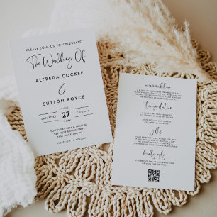 Invitación Elegante y moderno boda negro y blanco