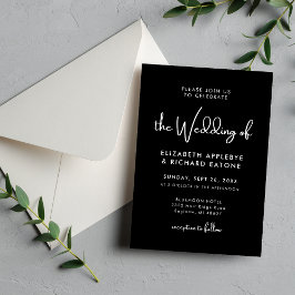 Invitación Elegante y moderno Boda negro y blanco