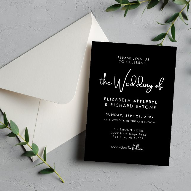 Invitación Elegante y moderno Boda negro y blanco (Subido por el creador)