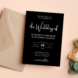 Invitación Elegante y moderno Boda negro y blanco