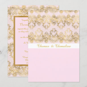 INVITACIÓN ELEGANTE Y MODERNO BODA PINK VICTORIAN DAMASK