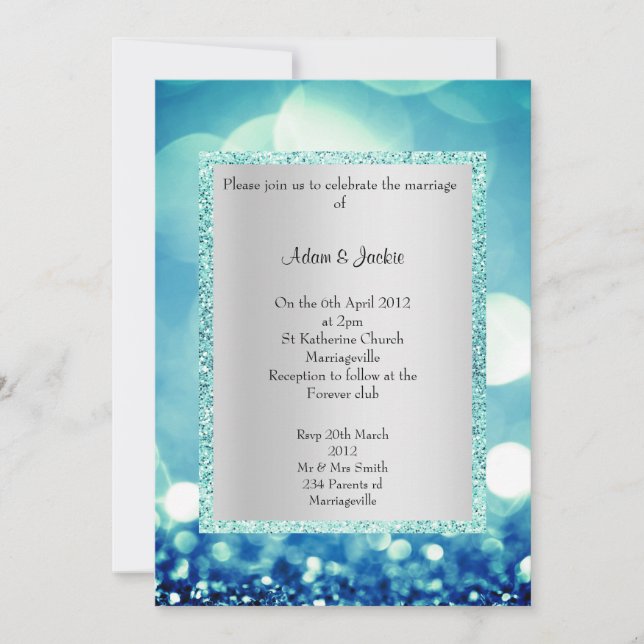 INVITACIÓN ELEGANTE Y MODERNO BODA PURPURINA AQUÍ (Anverso)