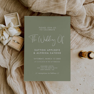 Invitación Elegante y moderno boda verde sabio