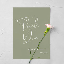 Invitación Elegante y moderno boda verde sabio Gracias tarjet