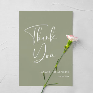 Invitación Elegante y moderno boda verde sabio Gracias tarjet