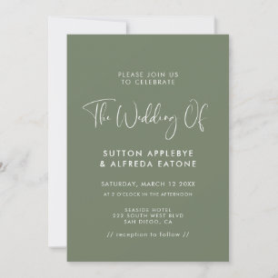 Invitación Elegante y moderno boda verde sabio oscuro