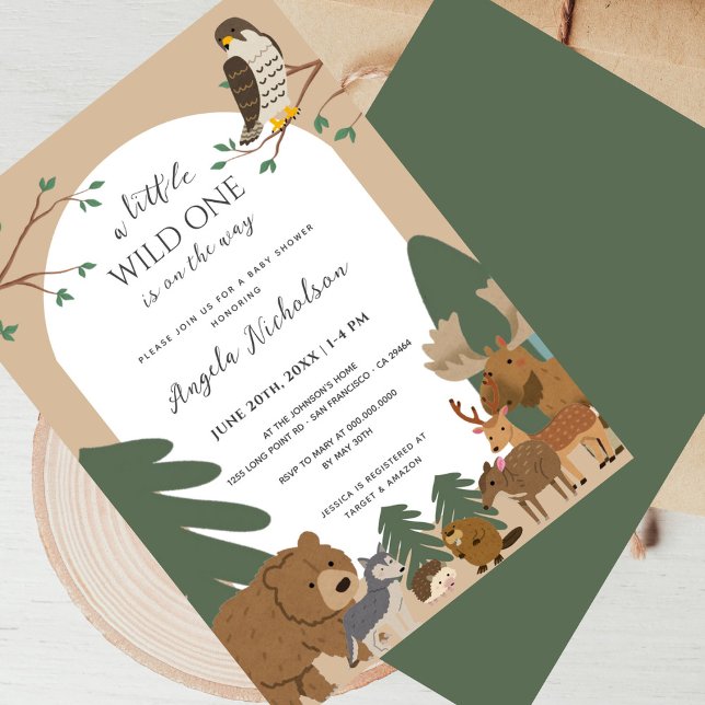 Invitación Elegante y moderno bosque de animales de bosque Ba (Subido por el creador)