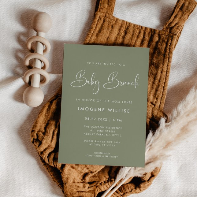 Invitación Elegante y moderno Brunch verde para bebés (Subido por el creador)