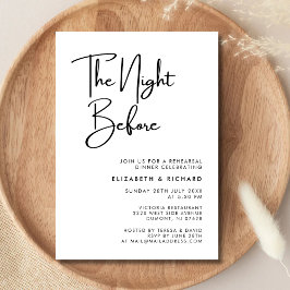 Invitación Elegante y Moderno Cena de Ensayo de la Noche Ante