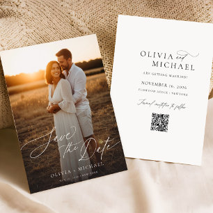 Invitación Elegante y moderno código QR de fotos de Boho Guar