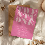 Invitación Elegante y moderno color rosa negrita 21 cumpleaño<br><div class="desc">Invitación moderna de 21 años con elegante tipografía audaz y diseño minimalista.</div>