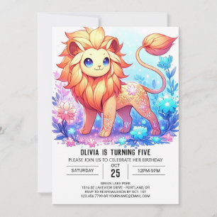 Invitación Elegante y moderno cumpleaños digital de leones