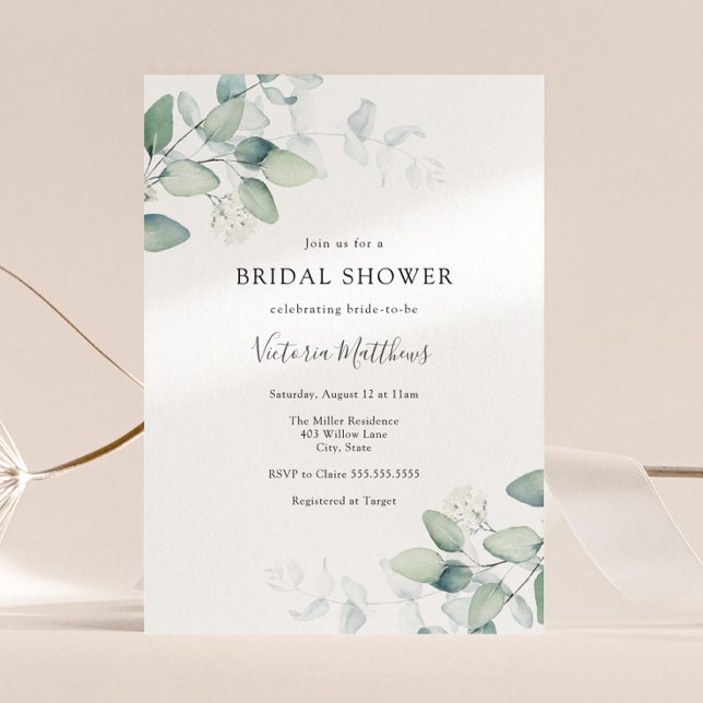 Invitación Elegante y moderno Eucalyptus Bridal Shower Invita (Subido por el creador)