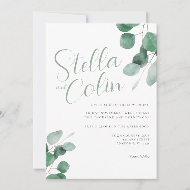 Invitación Elegante y moderno Eucalyptus Sage Green Boda Invi (Anverso)
