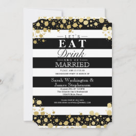 Invitación Elegante y moderno Faux Gold Splatters y Stripes