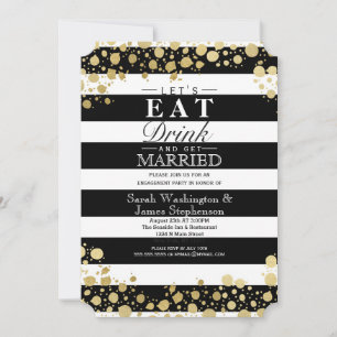 Invitación Elegante y moderno Faux Gold Splatters y Stripes