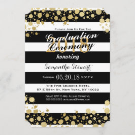 Invitación Elegante y moderno Faux Gold Splatters y Stripes