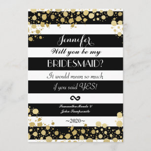 Invitación Elegante y moderno Faux Gold Splatters y Stripes