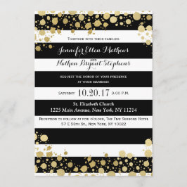 Invitación Elegante y moderno Faux Gold Splatters y Stripes