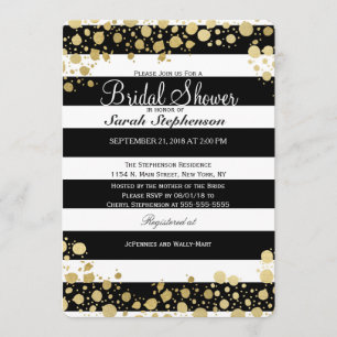 Invitación Elegante y moderno Faux Gold Splatters y Stripes