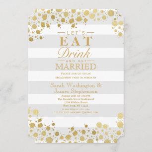 Invitación Elegante y moderno Faux Gold Splatters y Stripes