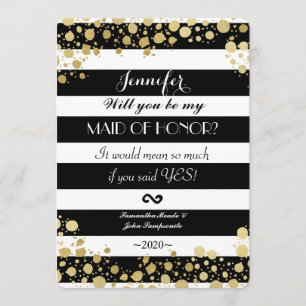 Invitación Elegante y moderno Faux Gold Splatters y Stripes