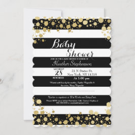 Invitación Elegante y moderno Faux Gold Splatters y Stripes