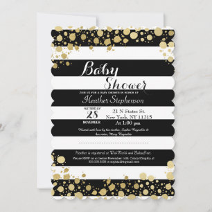 Invitación Elegante y moderno Faux Gold Splatters y Stripes