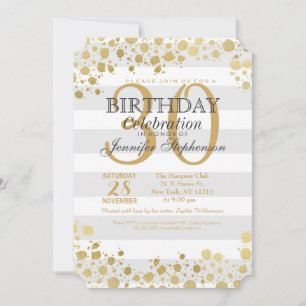 Invitación Elegante y moderno Faux Gold Splatters y Stripes