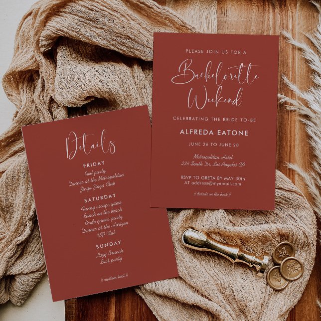 Invitación Elegante y moderno fin de semana de terracota Bach (Subido por el creador)