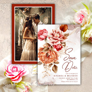 Invitación Elegante y moderno foto de Boho floral Save the Da
