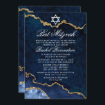 Invitación Elegante y moderno Geode Bat Mitzvah de mármol de<br><div class="desc">Moderna y elegante acuarela azul y oro Agate Geode Bat Mitzvah Invitación</div>