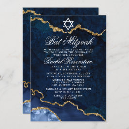 Invitación Elegante y moderno Geode Bat Mitzvah de mármol de