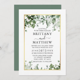 Invitación Elegante y moderno Ivy Ferns Boda de oro verde sab