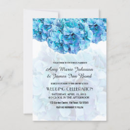 Invitación Elegante y moderno matrimonio floral azul de moda
