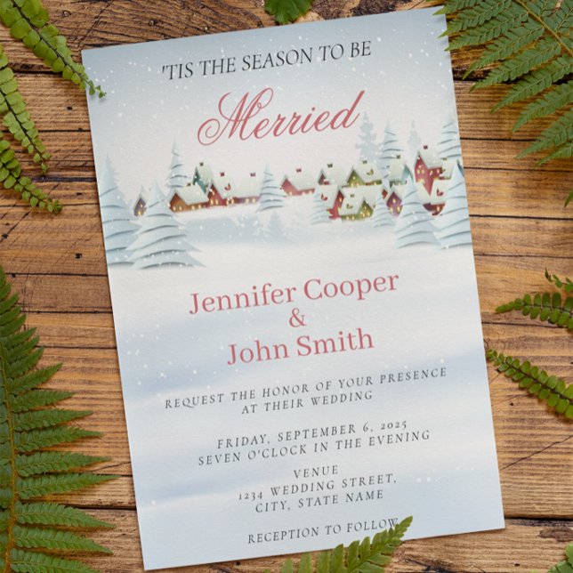 Invitación Elegante y moderno Navidad de nieve Boda de Invier (Subido por el creador)
