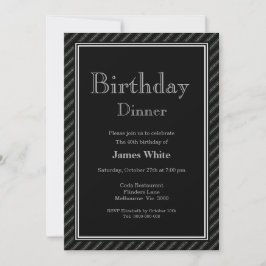 Invitación Elegante y moderno negro y blanco 40º cumpleaños c