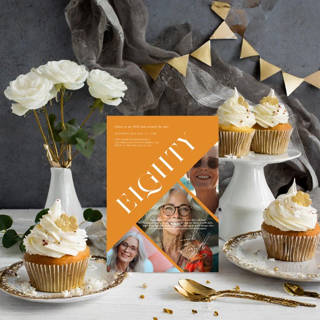 Invitación Elegante y moderno ochenta | 80.º cumpleaños 3 Fot (Subido por el creador)