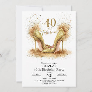 Invitación Elegante y moderno oro digital 40 cumpleaños