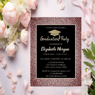Invitación Elegante y moderno Oro Tiara Purpurina Rojo Grad C