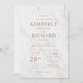 Invitación Elegante y moderno Rosa de mármol de la Boda de Or