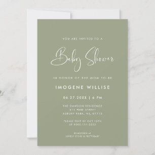 Invitación Elegante y moderno Sage Green Baby Shower