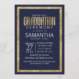 Invitación Elegante y moderno secuenciación de oro azul de la