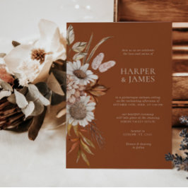 Invitación Elegante y moderno Terracota Floral Boho Fall Wedd