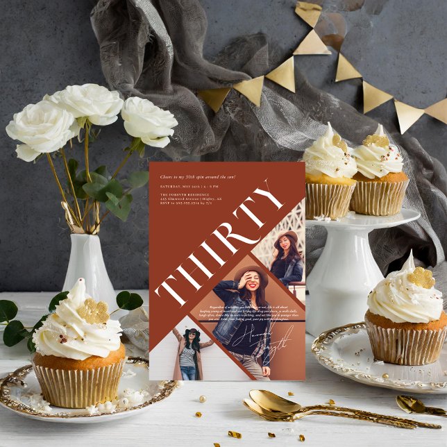 Invitación Elegante y moderno Treinta | 30.º cumpleaños 3 Fot (Subido por el creador)