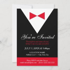 Invitación Elegante y moderno Tuxedo rojo negro formal