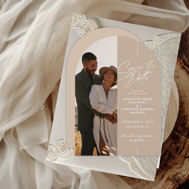 Invitación Elegante y Neutro Arco Save The Date (Subido por el creador)