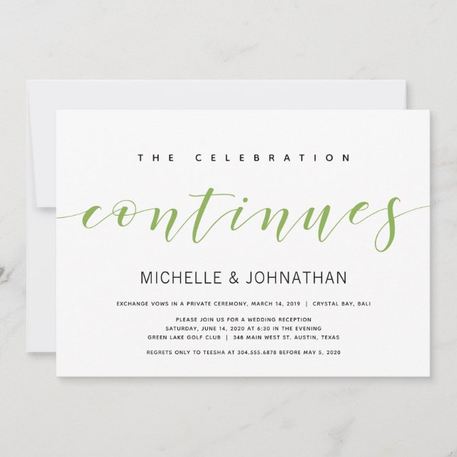 Invitación Elegante y oscuro Elopement de boda (Anverso)