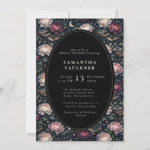 Invitación Elegante y Oscuro Floral Romántico Shower Nupcial